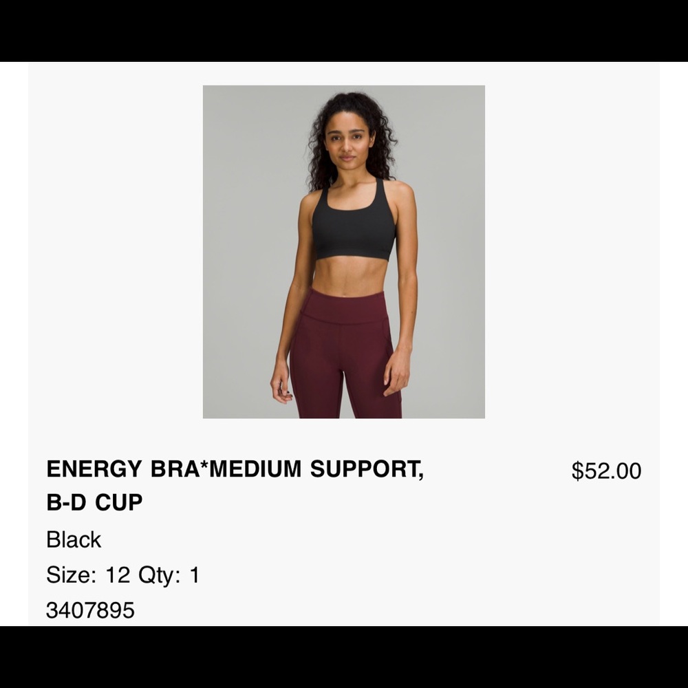 Lulu Lemon Energy Bra